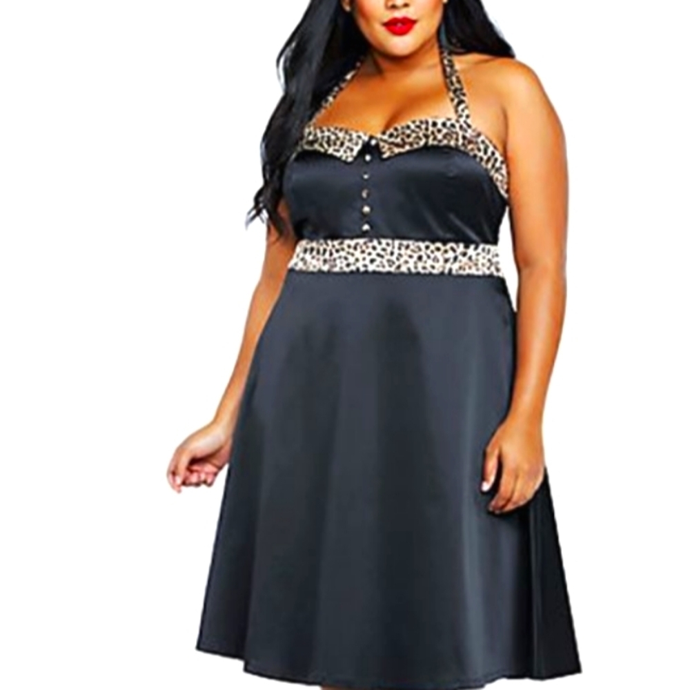 Torrid black and leopard halter dress size 2
